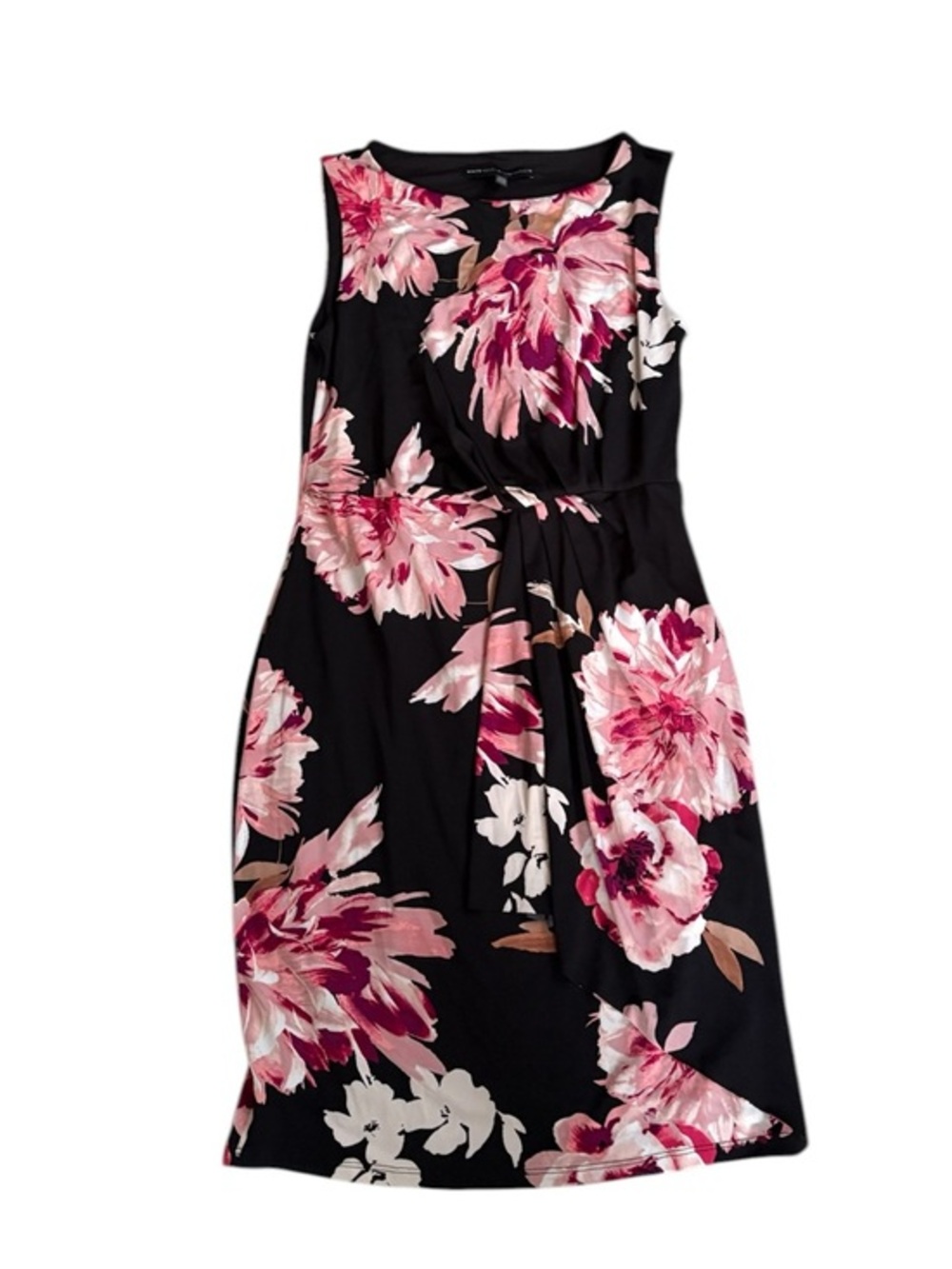 White House black market black and pink floral dress